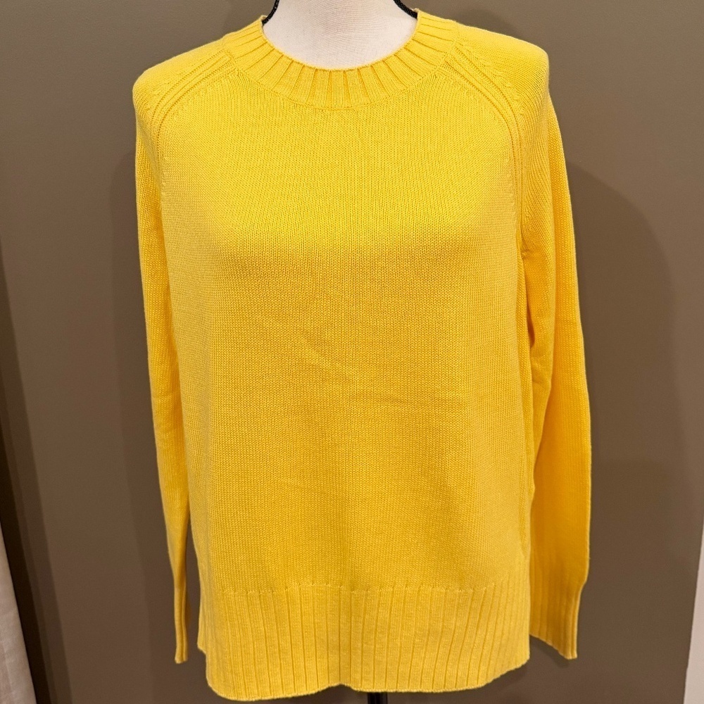 NWT Old Navy Bright Yellow Crew Neck Long Sleeve Cotton Blend, Size Medium